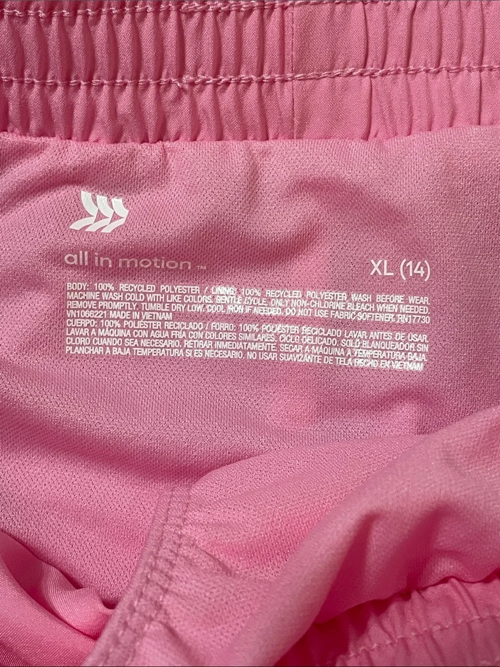 All in Motion Girls Sz. XLG 14 Athletic Pink Shorts w Elastic Waistband NWT